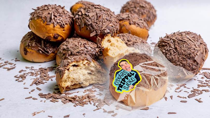 Trippel sjoko: Oskar bidro til å utvikle en egen bollevariant han mener har god nok mengde sjokolade.