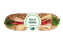 Grov Baguette med ost & skinke